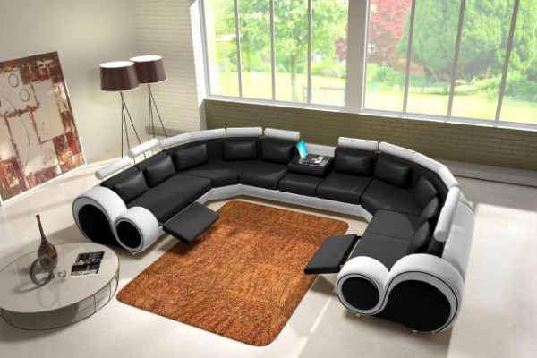 Ensemble de canapé Canapé moderne Coin salon Canapé en cuir Paysage vivant Canapé USB