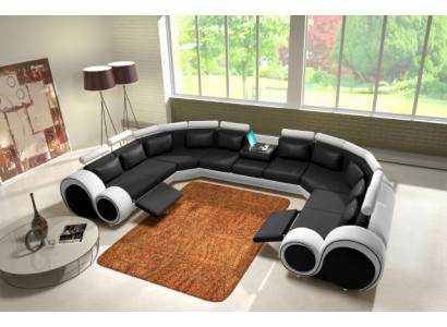 Ensemble de canapé Canapé moderne Coin salon Canapé en cuir Paysage vivant Canapé USB