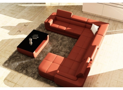 Canapé de designer en forme de U exclusif de luxe et d'élégance avec cadre en bois massif.