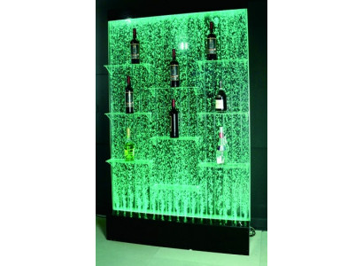 Étagères éclairées par des LEDs, mur d'eau design, étagère de bar, colonne d'eau, colonnes d'eau.