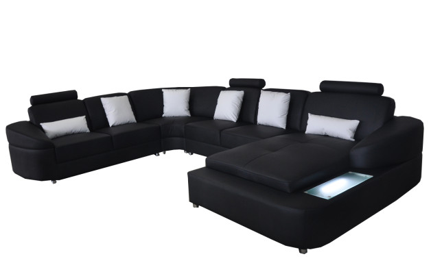 Canapé en cuir avec USB Canapé Salon paysage d'angle Suite Design Canapés modernes en forme de U