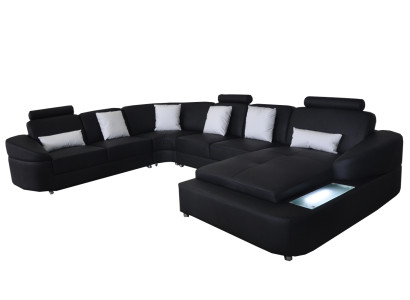 Canapé en cuir avec USB Canapé Salon paysage d'angle Suite Design Canapés modernes en forme de U