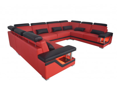 Canapé en cuir Canapé canapé Paysage de vie Coin Suite Design Moderne Canapé en U-forme neuf L6002