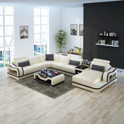 Canapé en cuir Canapé Salon Paysage Suite Design Canapé décoratif moderne d'angle