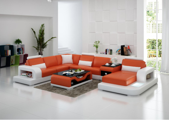 Canapé en cuir Moderne Salon Paysage Canapé d'angle Coin Décor Suite de Design