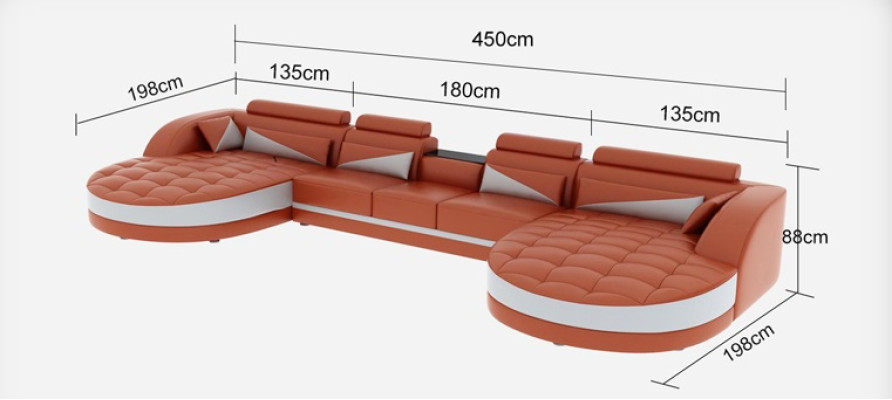 Canapé textile moderne + connexion USB + table basse Paysage de vie coin en forme de U