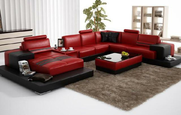 Paysage vivant Canapé Rembourrage Suite Eck Canapé en cuir avec USB, Nouveau canapé d'angle 2725A