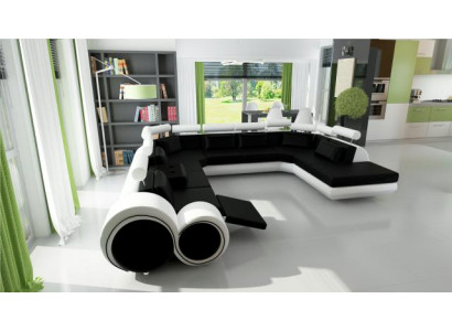 Canapé en cuir avec canapé USB canapé coin siège rembourrage suite vie paysage en forme de U XXL