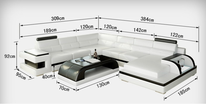 Canapé d'angle moderne rembourré Canapé d'angle Suite d'ameublement Paysage vivant Canapé d'angle Suite + USB.