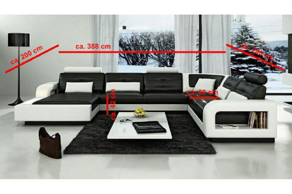 Canapé en cuir avec USB Canapé en cuir Suite de canapés Paysage vivant Canapé d'angle Canapé d'angle H2209
