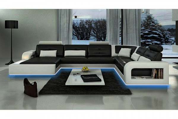 Canapé-lit SOFA Suite Paysage vivant Canapé d'angle Canapé d'angle LEDERSOFA avec USB neuf.