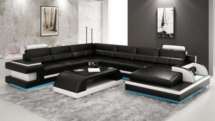 Canapé en cuir Canapé paysage vivant Canapé d'angle Suite d'angle Design Canapé moderne L6017