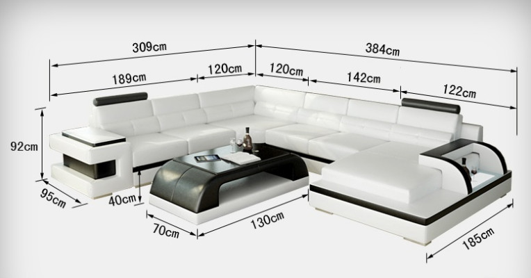 Canapé en cuir Canapé paysage vivant Canapé d'angle Suite d'angle Design Canapé moderne L6017