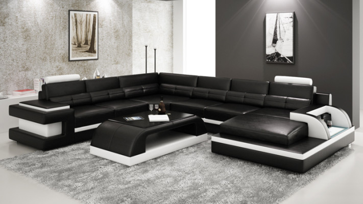Canapé en cuir Canapé paysage vivant Canapé d'angle Suite d'angle Design Canapé moderne L6017
