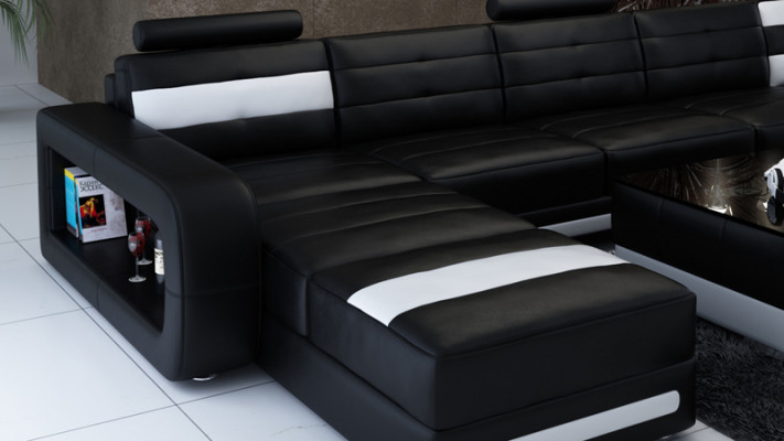 Canapé d'angle avec dossier ergonomique et accoudoirs confortables