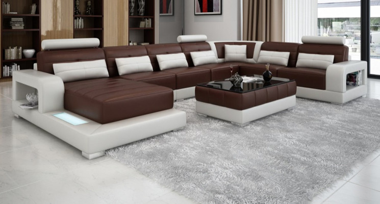 Confort et style avec notre canapé moderne en forme de U XXL pour le salon.