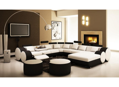 CANAPÉ-CUIR DESIGNER XXL Paysage de vie GRAND CANAPÉ CANAPÉ D'ANGLE CAPITONNÉ Canapé d'angle neuf