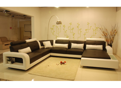 Canapé d'angle Rembourrage Canapé Canapé Paysage vivant Siège Angle Suite Cuir Textile H2209