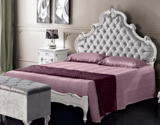 Mobilier classique Ensemble de chambre à coucher 6 pièces Lit 2x Tables de chevet Tabouret Commode Miroir