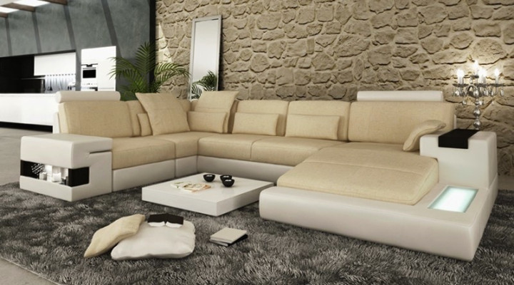 Canapé d'angle Sofa Canapé Rembourrage Forme en U Paysage vivant Conception Canapés XXL Grand