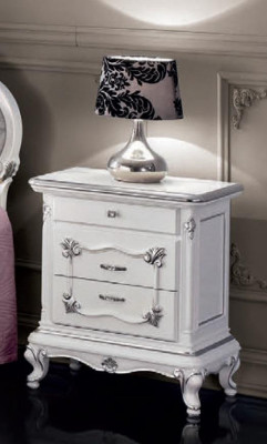 Mobilier classique Ensemble de chambre à coucher 6 pièces Lit 2x Tables de chevet Tabouret Commode Miroir