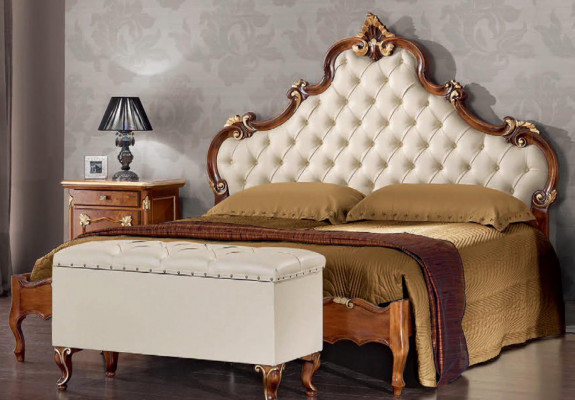 Ensemble complet de chambre à coucher Lit 2x Table de chevet Commode Miroir Fauteuil 6 pcs Italie