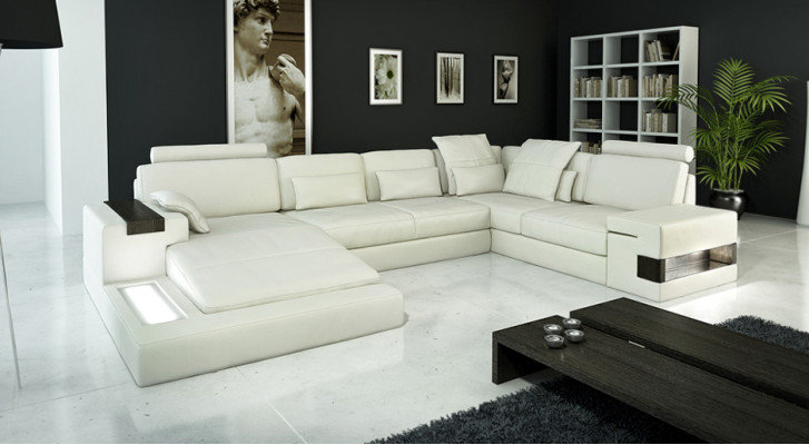 Élégant canapé d'angle design en forme de U - vivez une sensation de vie exclusive.