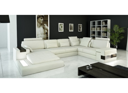 Canapé en cuir design Canapé canapé Rembourrage Salon paysage XXL Grand canapé d'angle Coin Bellini