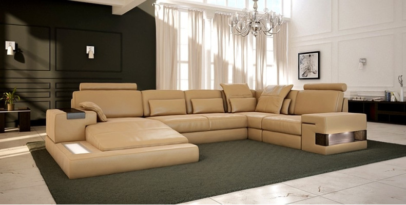 Paysage de vie Rembourrage Canapé Suite XXL Grand canapé Bellini Design Canapé en cuir neuf