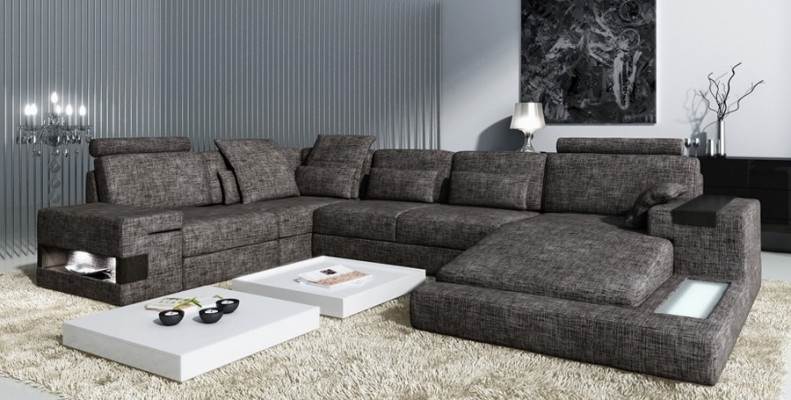 Paysage de vie Rembourrage Canapé Suite XXL Grand canapé Bellini Design Canapé en cuir neuf