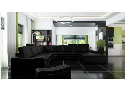 XXL canapé en cuir avec canapé en cuir USB Salon en cuir Coin salon nouveau Canapé en cuir Suite