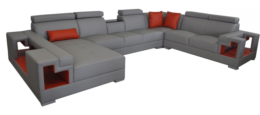 Canapé en cuir avec canapé d'angle USB, canapés de paysage vivant, canapés, canapés, suite design moderne.