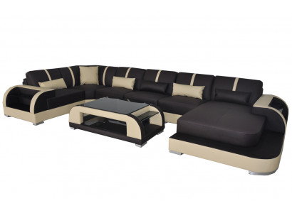 Canapé en cuir avec USB, Suite de siège rembourré, Canapés de design moderne pour salon paysager