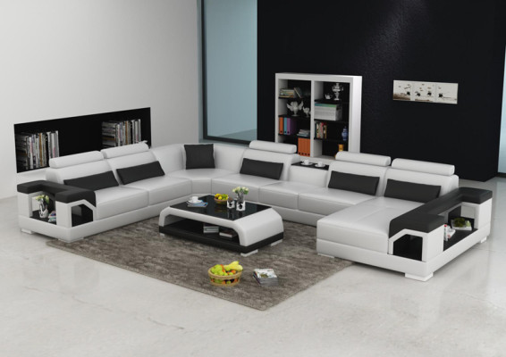 Canapé en cuir Canapé Paysage vivant Canapé d'angle Suite en coin Design Moderne Canapé G8010 neuf