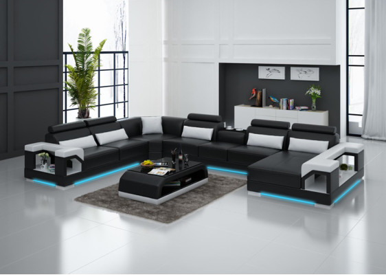 Canapé en cuir Canapé Paysage vivant Canapé d'angle Suite en coin Design Moderne Canapé G8010 neuf