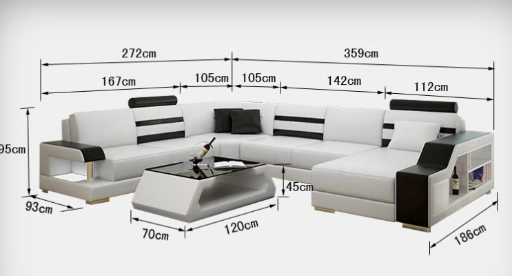 Canapé en cuir Canapé Salon paysage Coin Canapé Eck Suite Design Moderne nouveau Canapé L6016