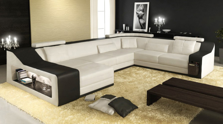 Canapé en cuir Canapé Paysage vivant Canapé d'angle Suite d'angle Design Canapé Moderne B2017 renouvelé