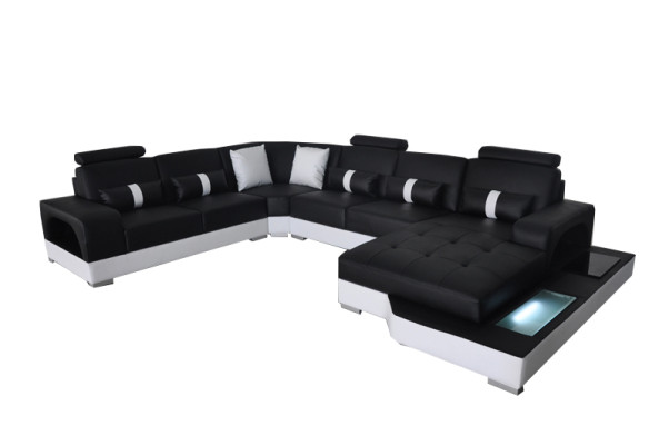 Canapé d'angle en cuir Coin du salon Paysage de vie Suite design Canapé moderne