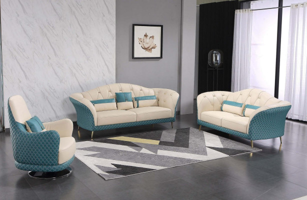 Designer Ensembles Canapé Canapé Canapé Suite 6 pcs. Ensemble de tables basses en cuir