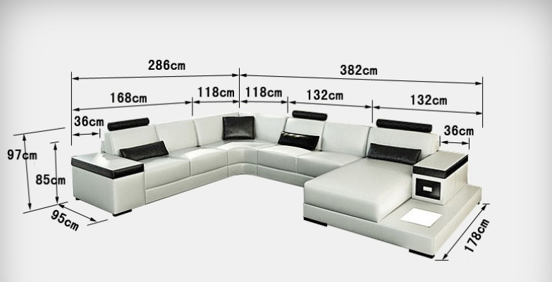 Canapé en cuir Canapé Paysage vivant Canapé d'angle Suite Design Moderne Nouveau Canapé Lumière USB