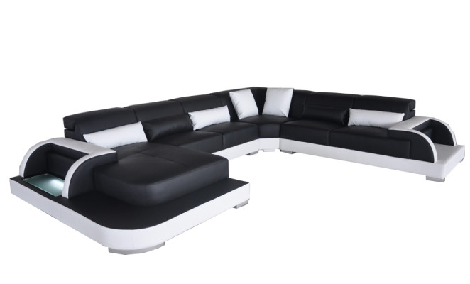Canapé en cuir avec USB Salon en forme de L Salon Suite Design Canapés Modernes Canapés en forme de U