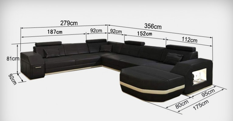 Canapé en cuir Canapé Paysage vivant Canapé d'angle Suite d'angle Design Moderne Sofa C4011 nouveau