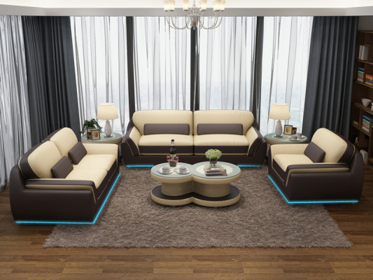 Canapé en cuir canapé ensemble de canapés neufs 3+2+1 places décoration design moderne