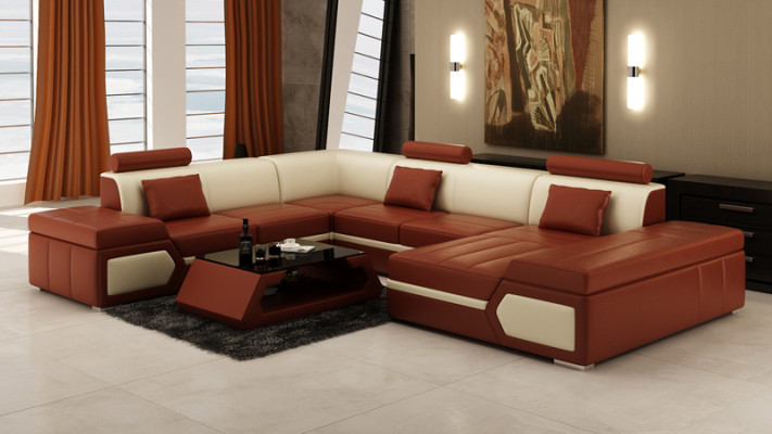 Canapé en cuir Canapé Canapé Canapé d'angle Suite Design Moderne Sofa K5013
