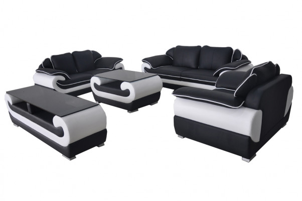 Ensemble de canapé en cuir design mobilier de canapé tissu complet 4 pièces 3+2+1 avec USB