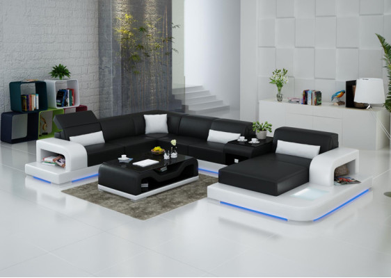Canapé en cuir Canapé Canapé d'angle Canapé d'angle Suite design Moderne Canapé G8006