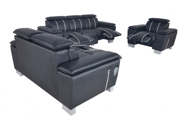 Ensemble de canapés en cuir Canapé design Canapé Rembourrage Ensemble complet 3+2+1 avec USB
