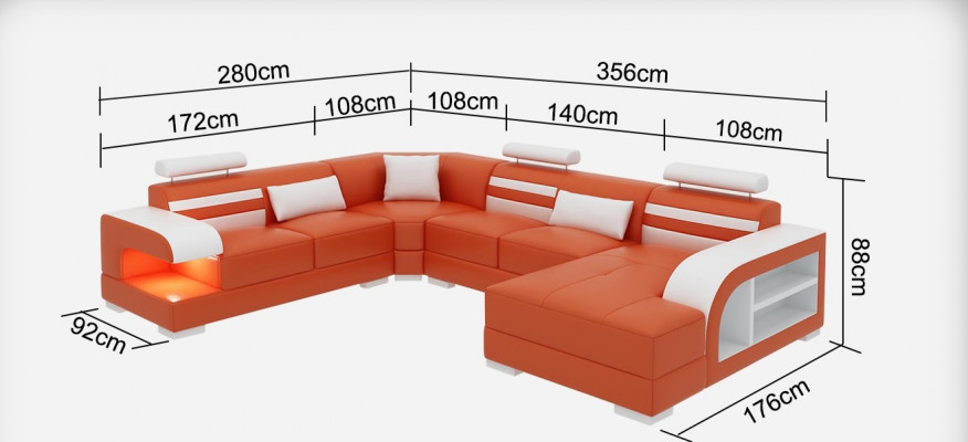 Canapé en cuir Canapé Meubles de salon Canapé d'angle Suite d'angle Design Moderne Canapé + USB nouveau