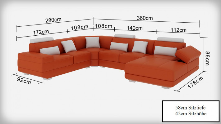 Canapé en cuir Canapé Canapé d'angle Canapé d'angle Ensemble de coins Design Moderne Canapé Beige USB