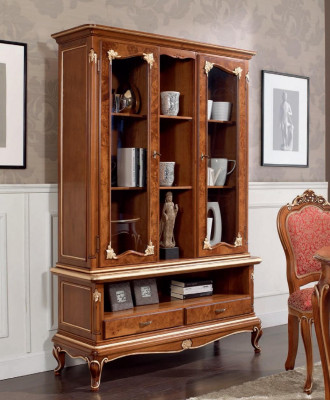 Vitrine Armoire en verre Armoires Vitrées Buffets en Bois Mobilier Italien Marron